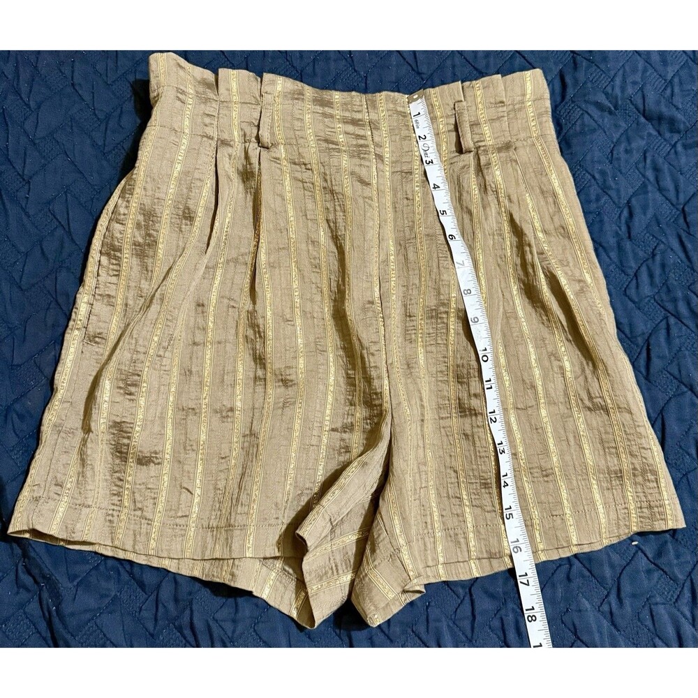Zara High Rise Size Small Striped Paper Bag Waist Shorts Women's - Picture 1 of 8